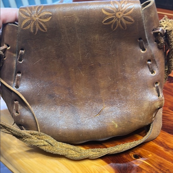 Brown Leather Floral Embossed Bag - Picture 6 of 11